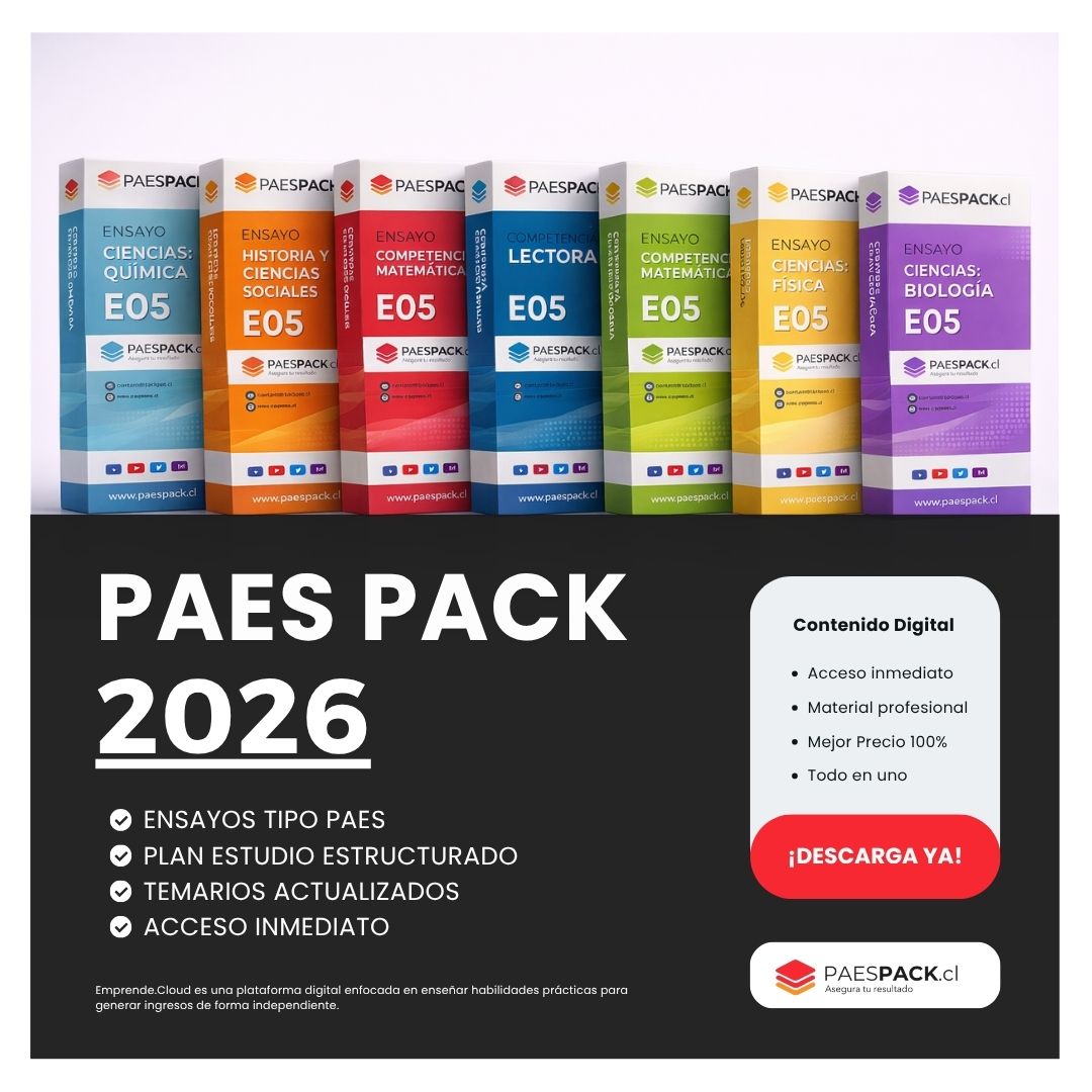 PAESPACK 2026 – 35 Ensayos formato PAES